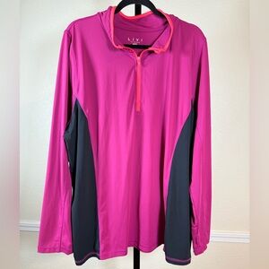 LIVI Lane Bryant Plus Size 26/28 Pink Black Hooded Active Pullover Top Casual